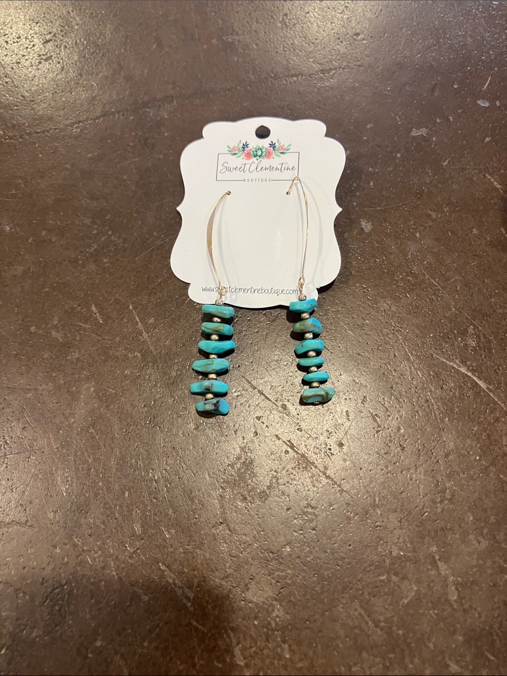Turquoise Drop Earrings - Gold Hooks